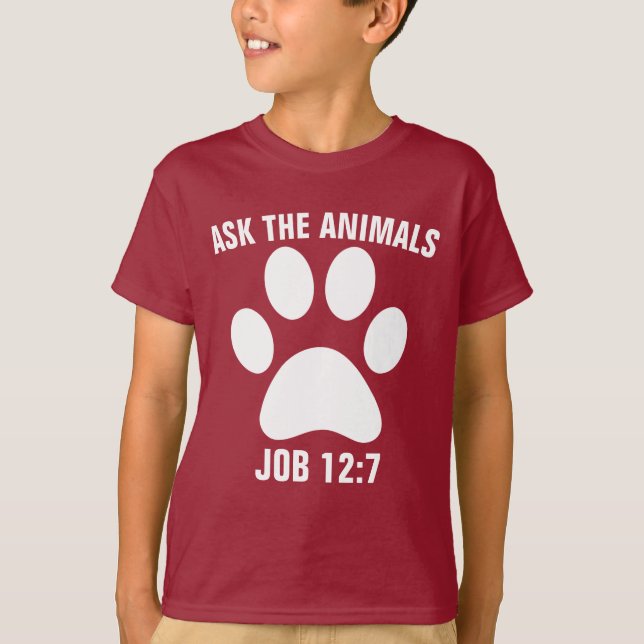 FRAG DER TIERE Christliche KINDER Katzenkatze T -  T-Shirt (Vorderseite)