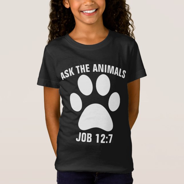 FRAG DER TIERE Christliche KINDER T - Shirt (Vorderseite)