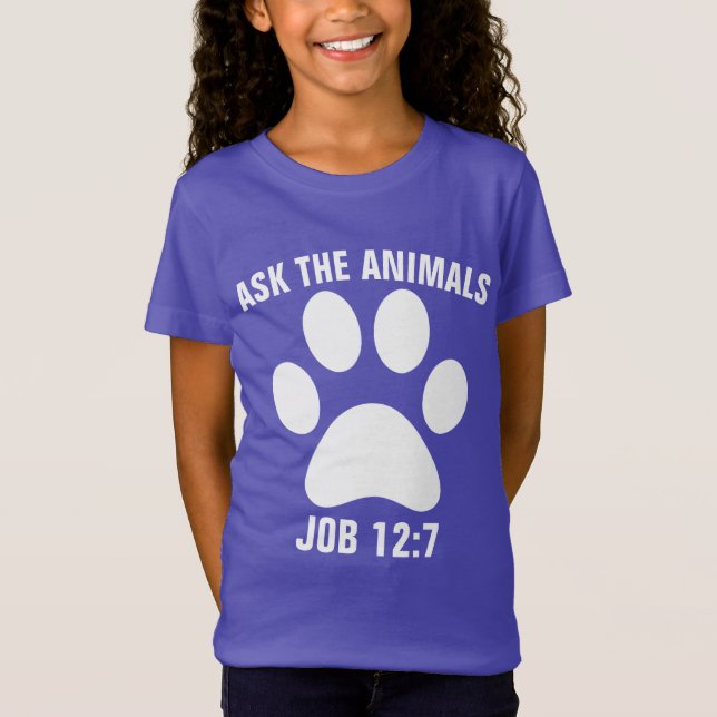 FRAG DER TIERE Christliche KINDER T - Shirt (Vorderseite)