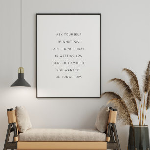 "Frag dir selbst" Minimalistische Inspirationstypo Poster