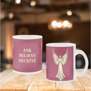 Frag, glaube, erhalte   Gold Angel Wings Red Mattglastasse