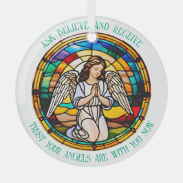Frag, glaube, erhalte | Rainbow Angel Stains Ornament Aus Glas