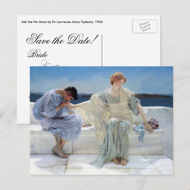 Frag Me No more von Alma Tadema Wedding Ankündigungspostkarte (Vorne/Hinten)