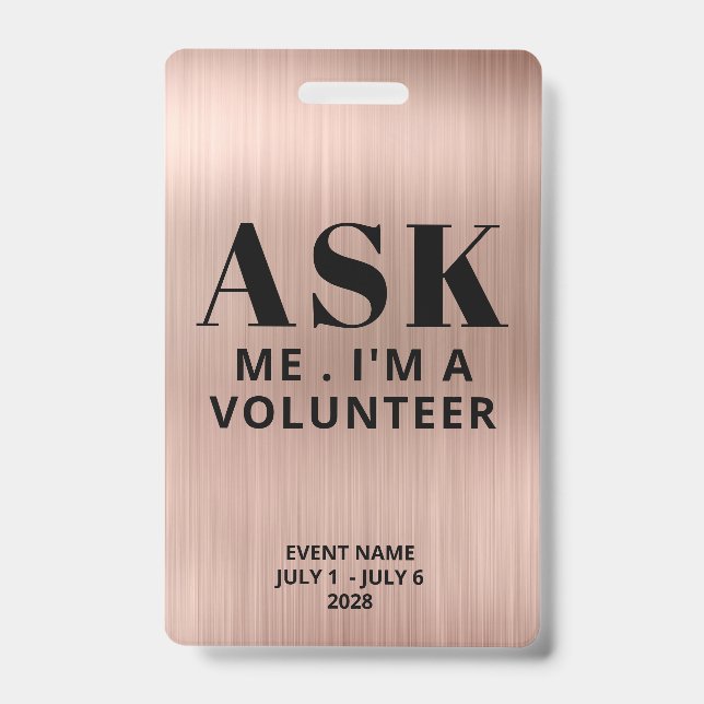 Frag Me Rose Gold Volunteer Ausweis (Vorderseite)