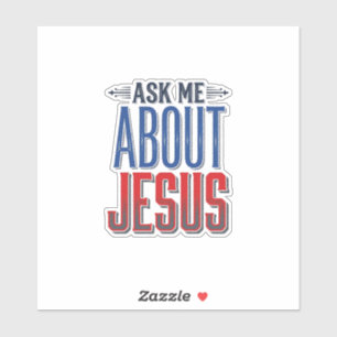 Frag mich über Jesus Vintage-Christen-Shirt-Design Aufkleber