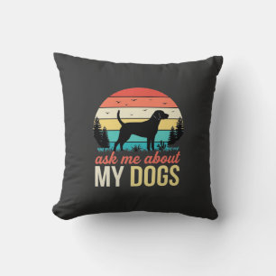 Frag mich über meine Hunde Retro-Sonnenuntergang_1 Kissen
