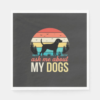Frag mich über meine Hunde Retro-Sonnenuntergang_1 Serviette