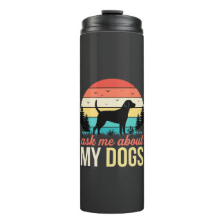Frag mich über meine Hunde Retro-Sonnenuntergang_1 Thermosbecher