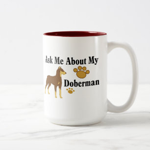Frag mir meine Doberman-Kaffee-Tasse Zweifarbige Tasse