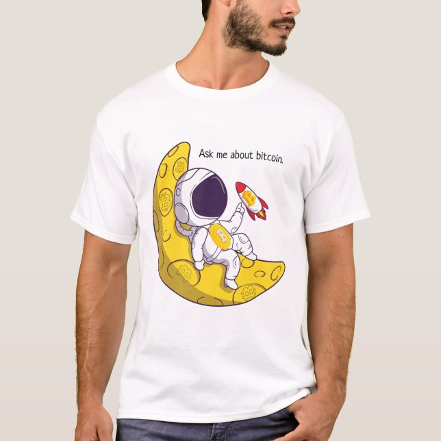 Frag mir über Bitcoin T-Shirt (Vorderseite)