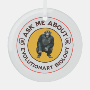 Frag mir über Evolutionsbiologie Chimpanzee Ape Ornament Aus Glas