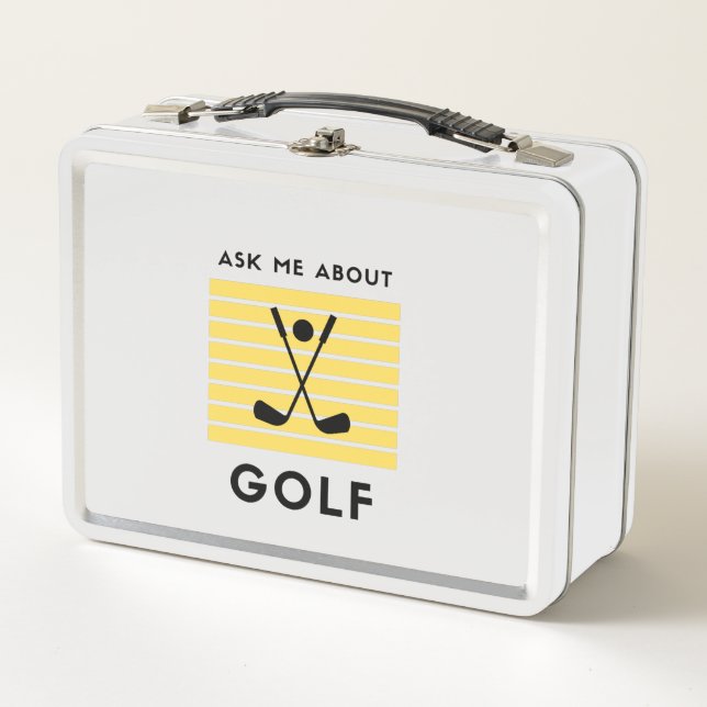 Frag mir über Golfgolfer Metall Brotdose (Vorderseite)