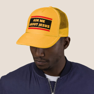 Frag mir über Jesus Evangelismus Trucker Hat Truckerkappe
