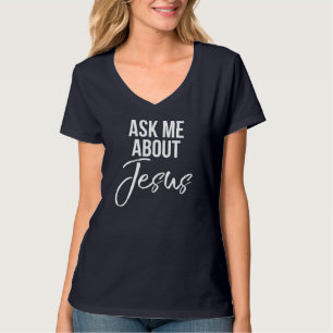 Frag mir über Jesus Vintager Glaube Christlicher G T-Shirt