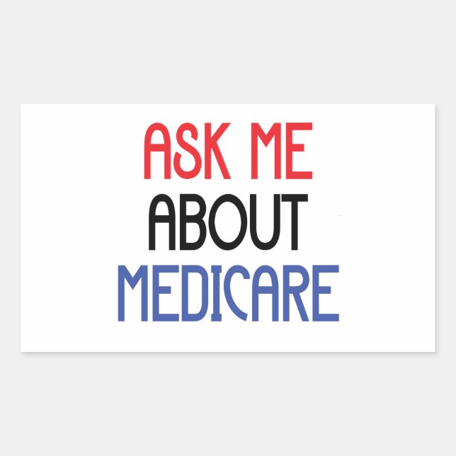 FRAG MIR ÜBER MEDICARE RECHTECKIGER AUFKLEBER (Vorderseite)