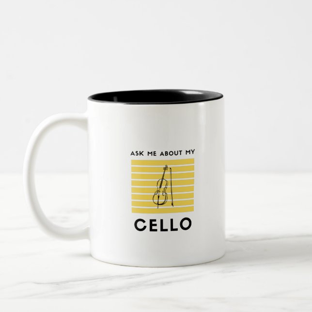 Frag mir über mein Cello Zweifarbige Tasse (Links)
