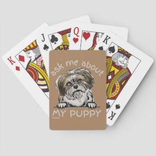 FRAG MIR ÜBER MEIN PUPPY lustiges niedliches Hunde Spielkarten