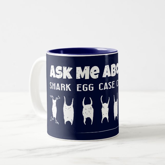 Frag mir über meine Fallsammlung von Haifischen Zweifarbige Tasse (Vorderseite Links)