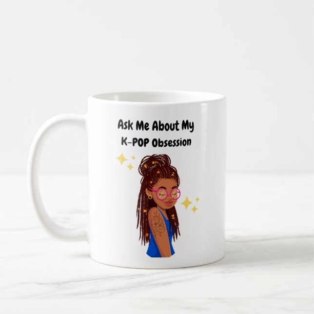Frag mir über meine K-Pop-Obsession Kaffeetasse (Links)