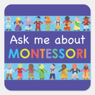 Frag mir über MONTESSORI Quadratischer Aufkleber