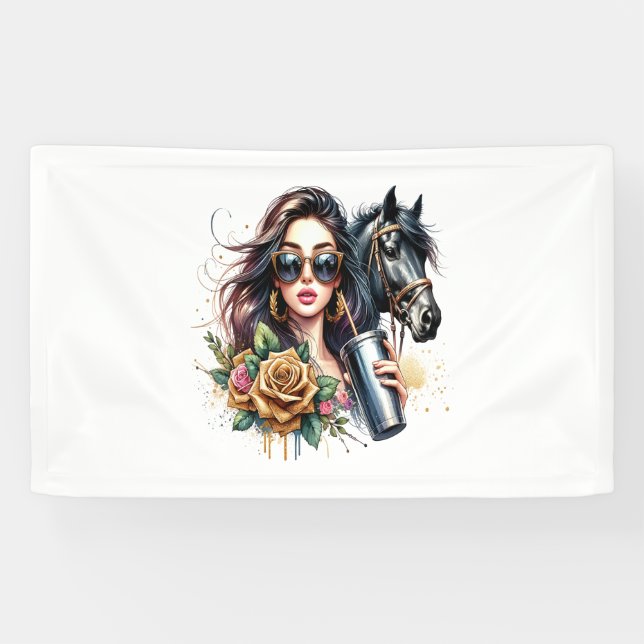 Frag mir über Pferdeschwanzpferd Banner (Horizontal)