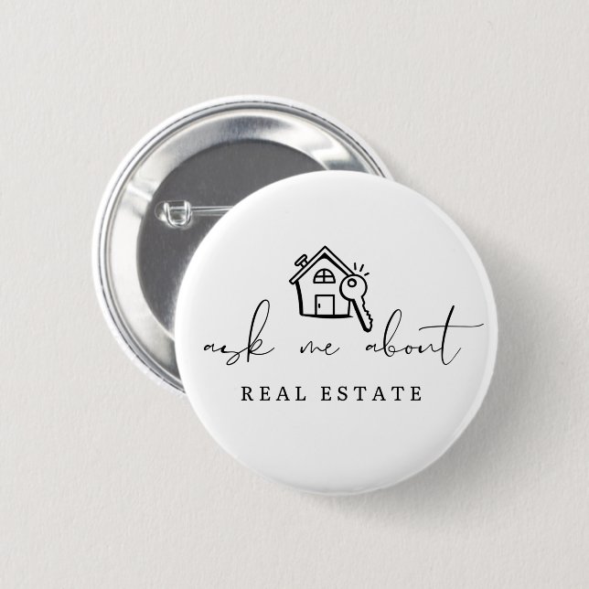 Frag mir über Real Anwesen Realtor Promo Button (Vorne & Hinten)