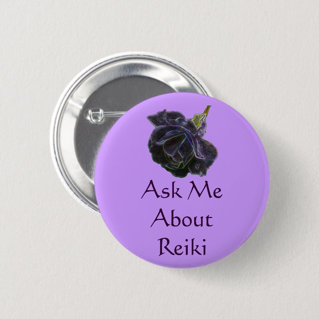 Frag mir über Reiki Rose Button (Vorne & Hinten)
