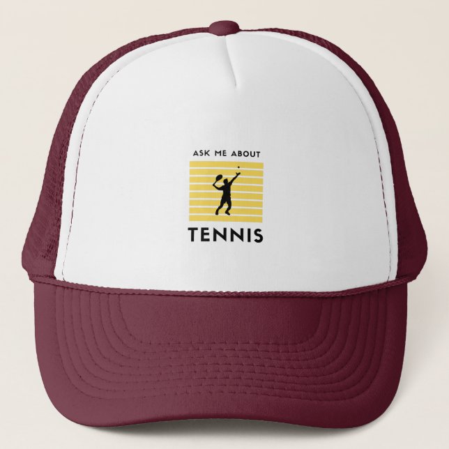Frag mir über Tennis Truckerkappe (Vorderseite)