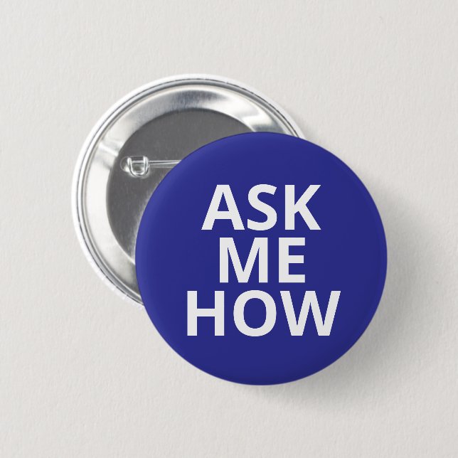 Frag mir, wie Blue Business Button (Vorne & Hinten)