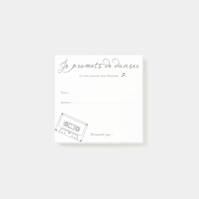 Frag Musik "Ich verspreche dir zu tanzen" Post-it Klebezettel (Vorderseite)