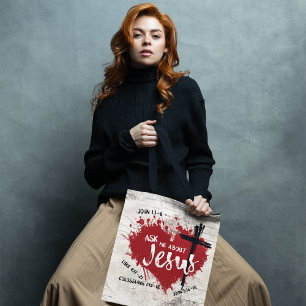 FRAG ÜBER JESUS Christlich Evangelism Red Graffiti Tasche