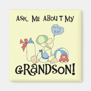 Frag über meine Grandson Tshirts und Geschenke Magnet