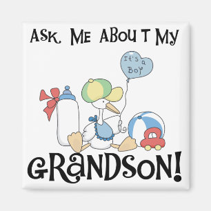 Frag über meine Grandson Tshirts und Geschenke Magnet