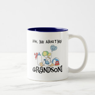 Frag über meine Grandson Tshirts und Geschenke Zweifarbige Tasse