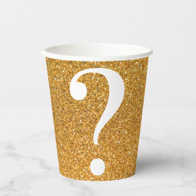 Frage Mark Bachelorette Gold Glitzer Paper Cups Pappbecher (Vorderseite)