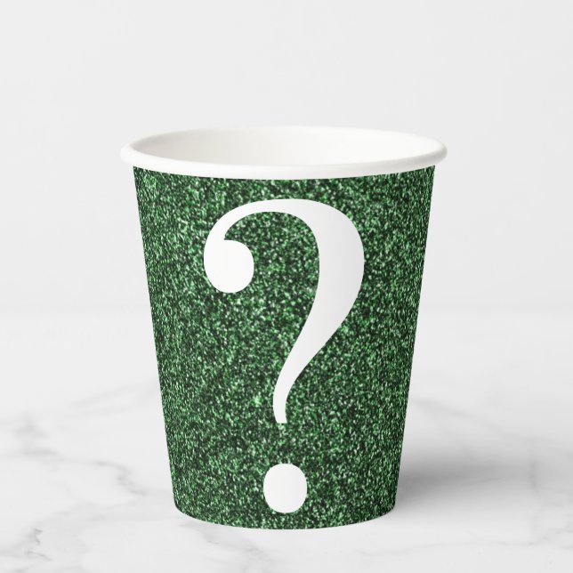 Frage Mark Christmas Party Green Glitzer Pappbecher (Vorderseite)