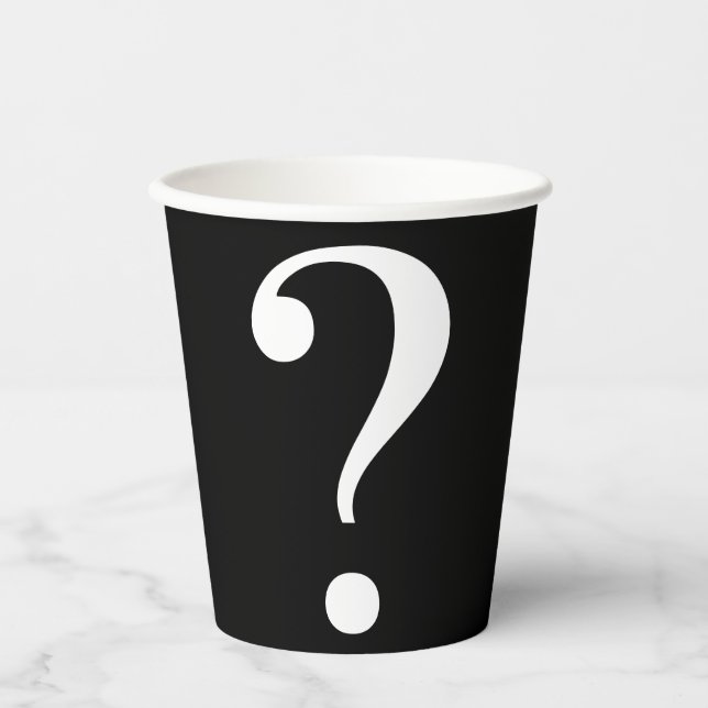 Frage Mark Mystery Dare Schwarz-weiß Pappbecher (Vorderseite)