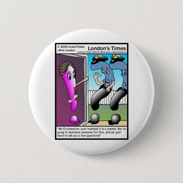 Frage Police Funny Cartoon Geschenke & T-Shirts Button (Vorderseite)