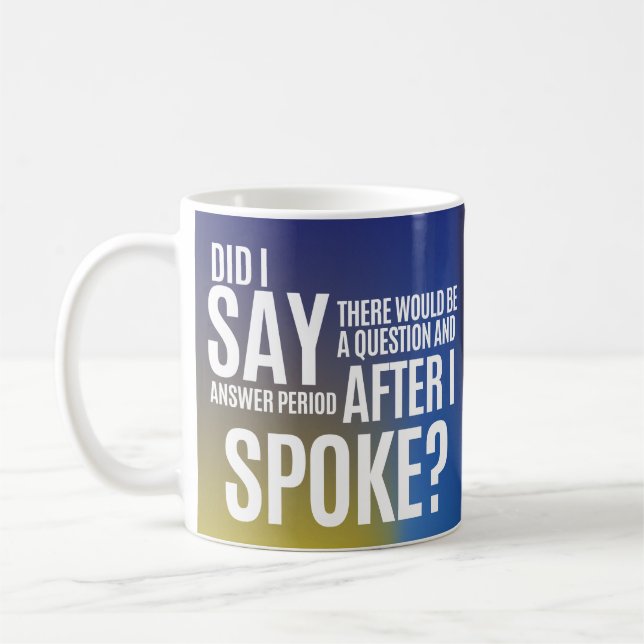 Frage- und Antwortzeit nach dem Sprechen Kaffeetasse (Links)