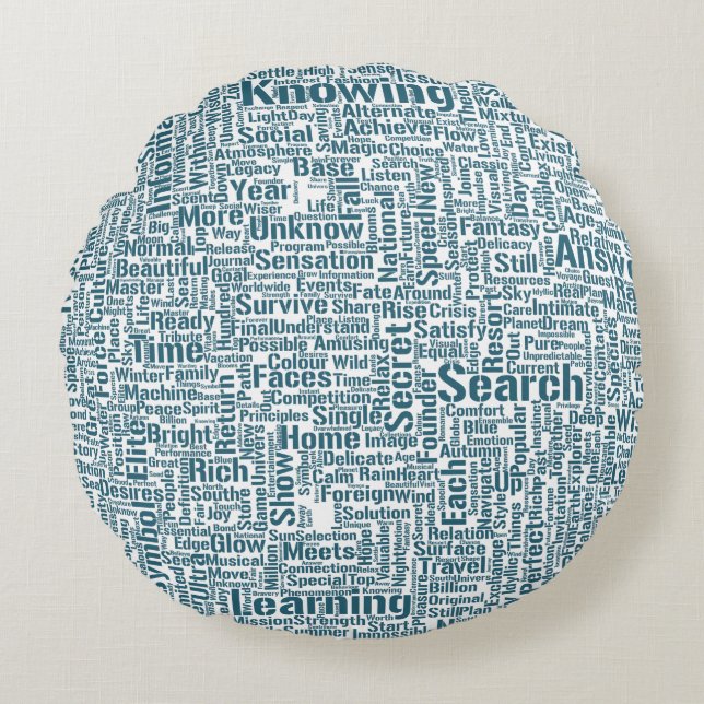 Frageanhang Nuage Motss TextMotif-Meldung Rundes Kissen (Vorderseite)