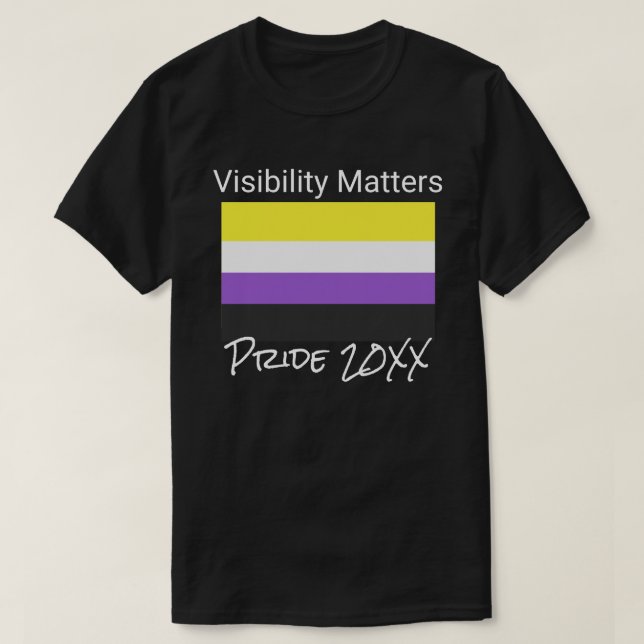 Fragen der Sichtbarkeit, nicht binäre Flagge, Stad T-Shirt (Design vorne)