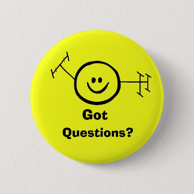 Fragen? Happy-Ham-Button Button (Vorderseite)