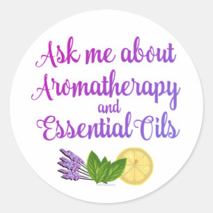 Fragen Sie mich über Aromatherapy-wesentliche Runder Aufkleber