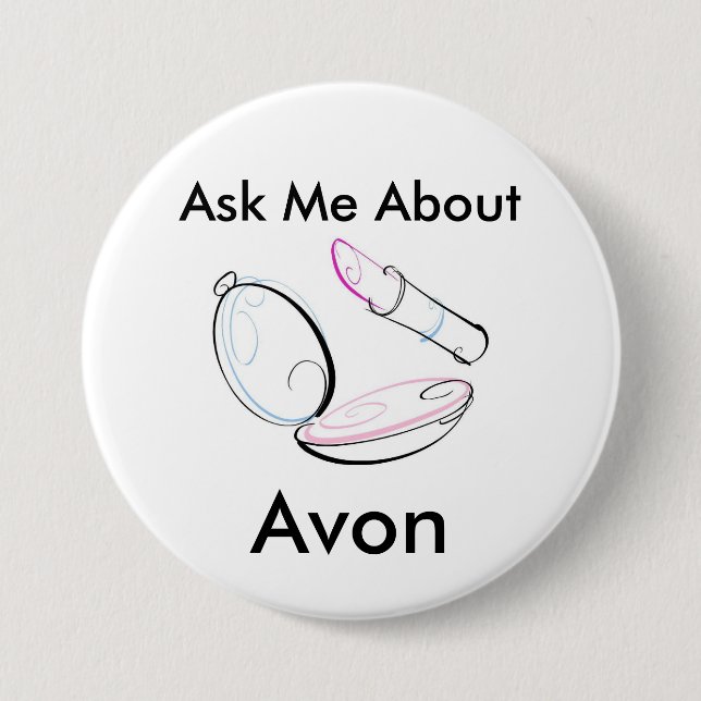 Fragen Sie mich über Avon - runden Knopf Button (Vorderseite)