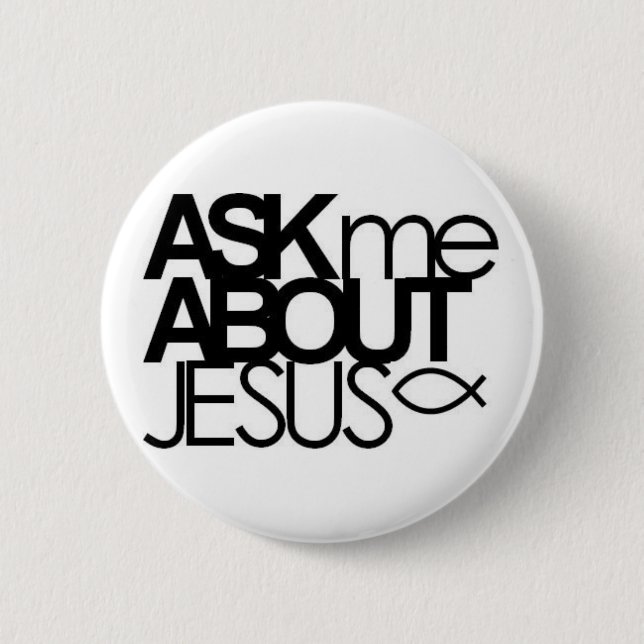 Fragen Sie mich über Jesus-Knopf Button (Vorderseite)