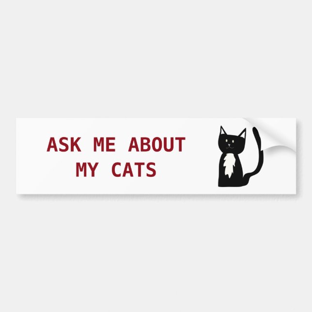 Fragen Sie mich über meine Katzentuxedo-Katze Autoaufkleber (Vorne)