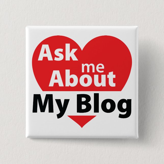 Fragen Sie mich über meinen Blog - Rot Button (Vorderseite)