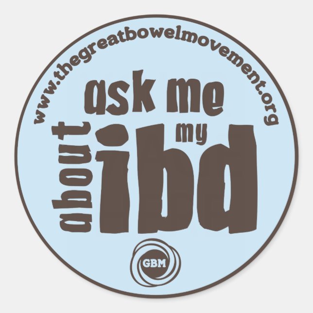 Fragen Sie mich über meinen IBD Aufkleber - Blau (Vorderseite)