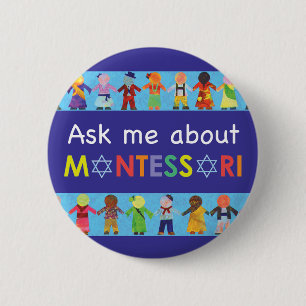Fragen Sie mir über jüdischen MONTESSORI 2,25" Button