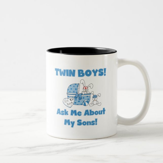 Fragen Sie über meine Doppelsohn-T-Shirts und Zweifarbige Tasse (Rechts)